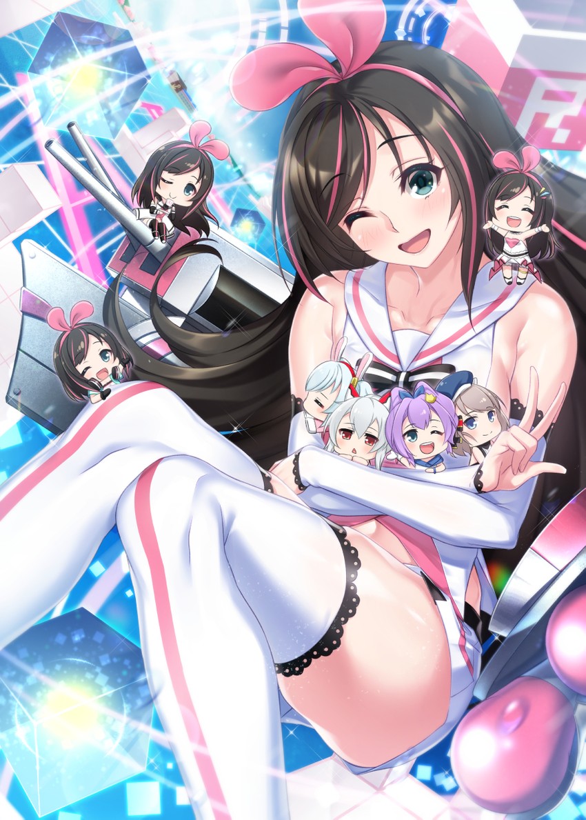 ayanami, laffey, javelin, z23, and kizuna ai (azur lane and 1 more) drawn by asane_ken