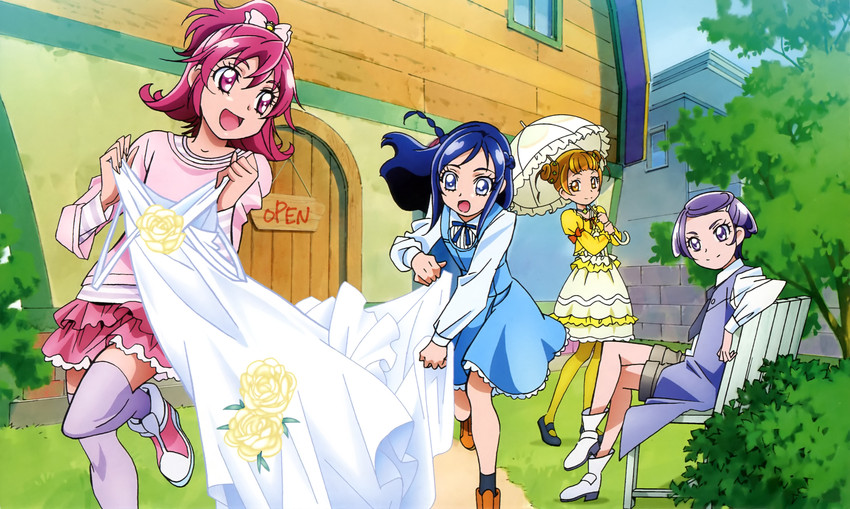 hishikawa rikka, aida mana, kenzaki makoto, and yotsuba alice (precure and 1 more) drawn by ueno_ken