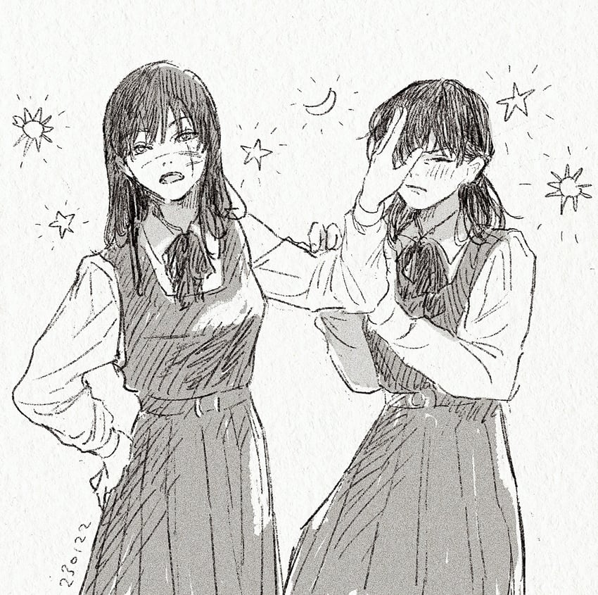 yoru and mitaka asa (chainsaw man) drawn by amiyakinyu