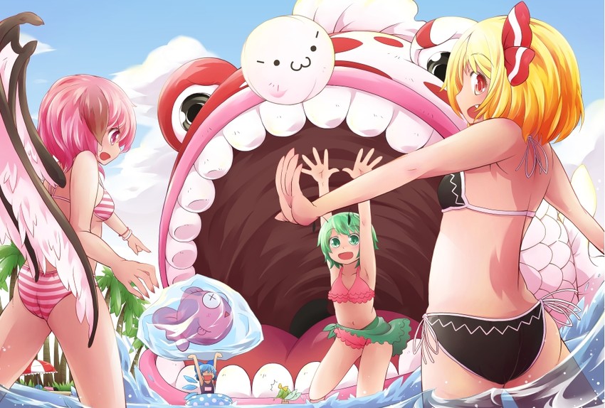 cirno, rumia, mystia lorelei, daiyousei, wriggle nightbug, and 1 more (touhou and 1 more) drawn by jagabutter