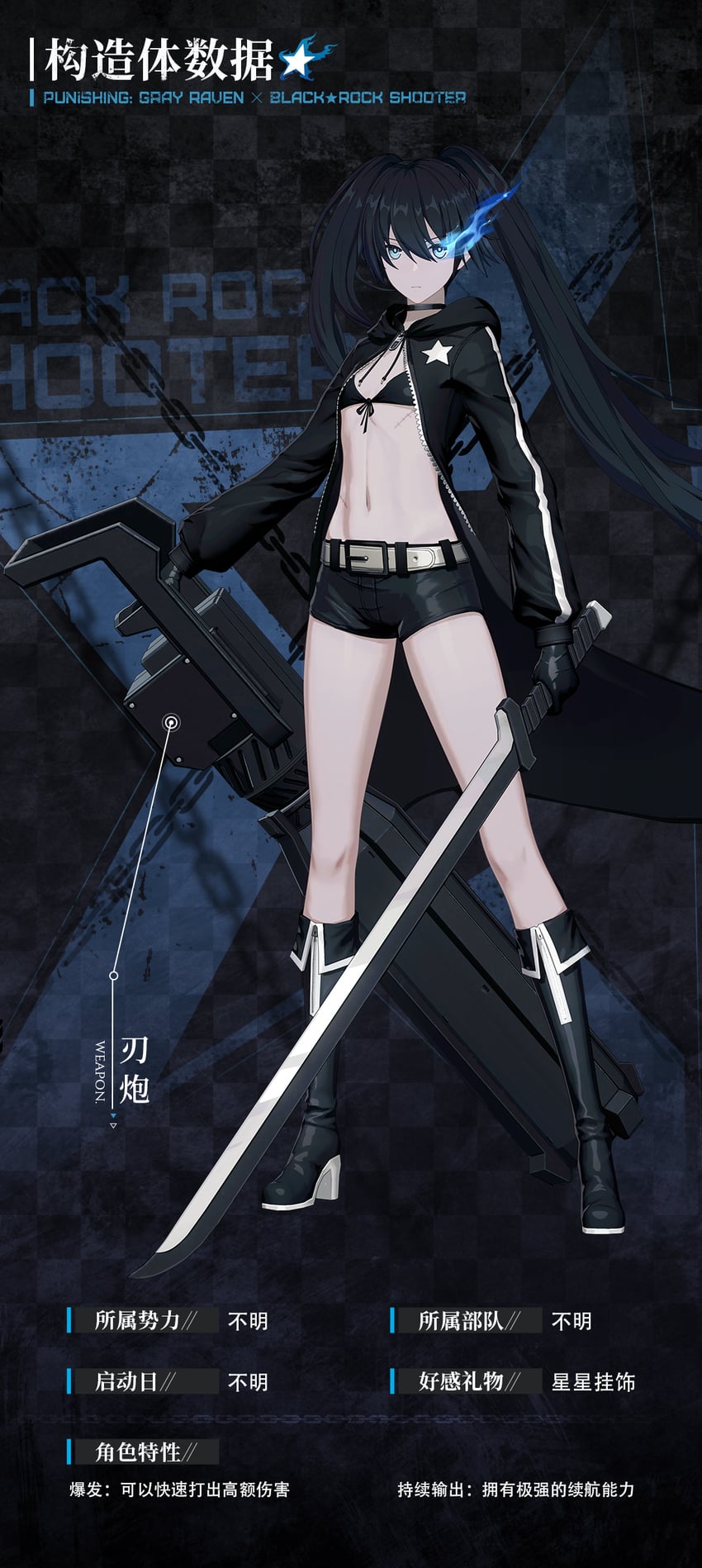 black rock shooter (punishing: gray raven and 1 more)