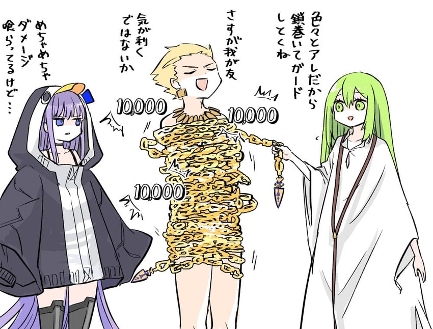 gilgamesh, meltryllis, and enkidu (fate and 1 more) drawn by himeko_(nico6v6pachi)