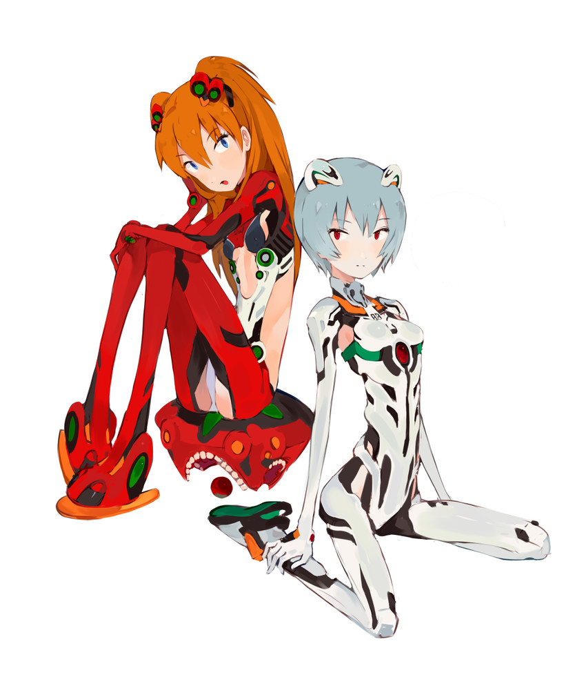 souryuu asuka langley and ayanami rei (neon genesis evangelion) drawn by nangcha