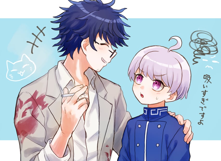 yuma kokohead and yakou furio (master detective archives: rain code) drawn by momo_(momo_2muco)