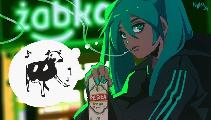 hatsune miku (vocaloid and 2 more) drawn by h4tter
