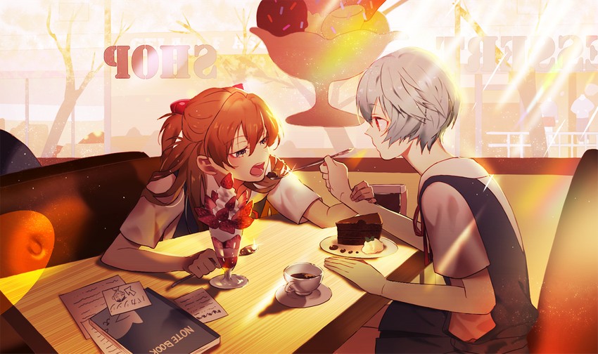 souryuu asuka langley and ayanami rei (neon genesis evangelion) drawn by p_(pkochan)
