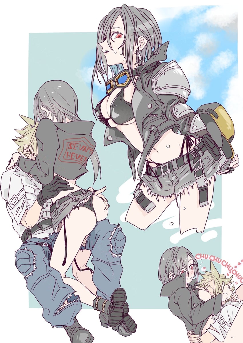 tifa lockhart and cloud strife (final fantasy and 2 more) drawn by oshibainoticket