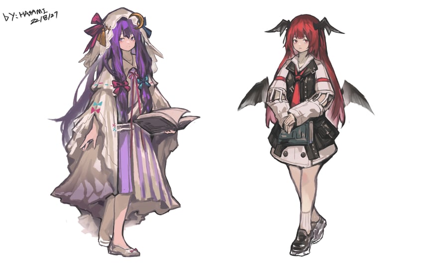 patchouli knowledge and koakuma (touhou) drawn by hua_ha_jiazi