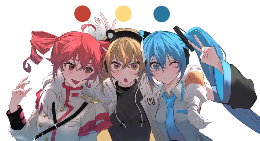 hatsune miku, kasane teto, and adachi rei (vocaloid and 3 more) drawn by kuruguru_9696