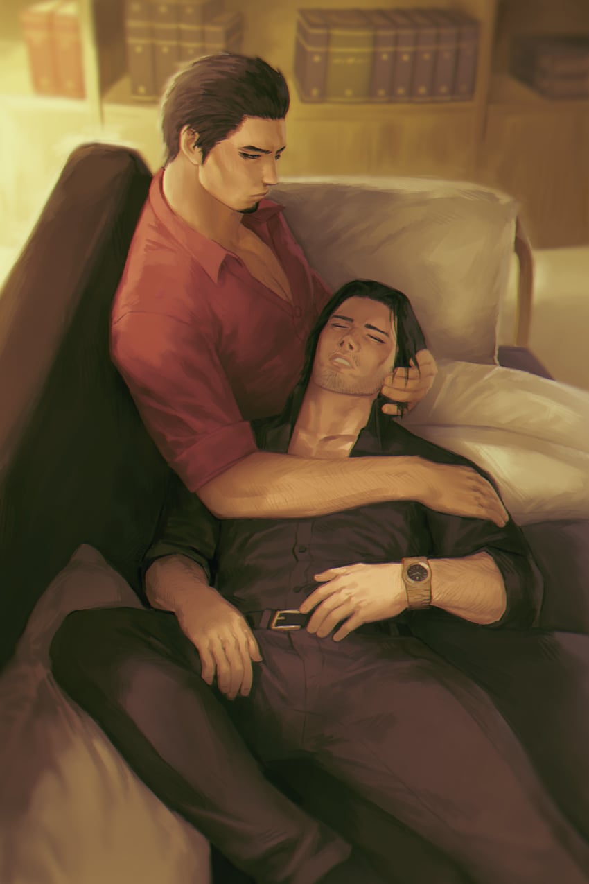 kiryu kazuma and akiyama shun (ryuu ga gotoku) drawn by kia_shie