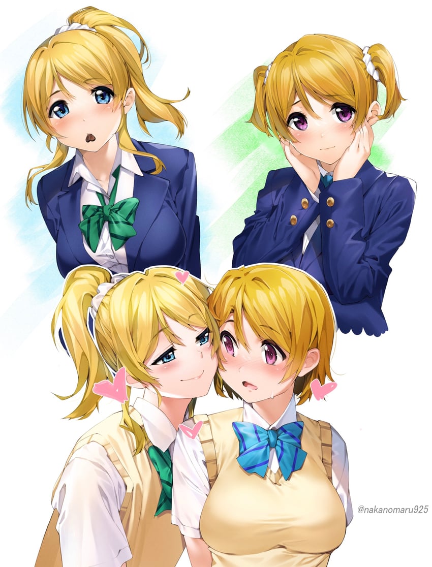 ayase eli and koizumi hanayo (love live! and 1 more) drawn by nakano_maru