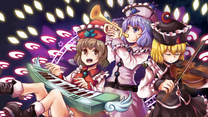 lunasa prismriver, merlin prismriver, and lyrica prismriver (touhou) drawn by fuente