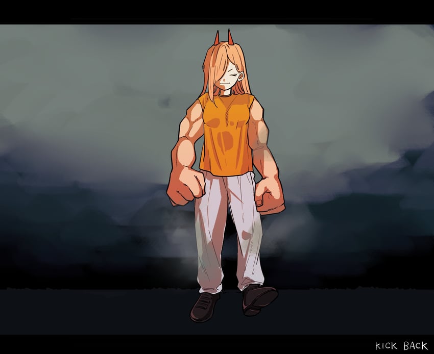 power (chainsaw man and 1 more) drawn by gurukousu