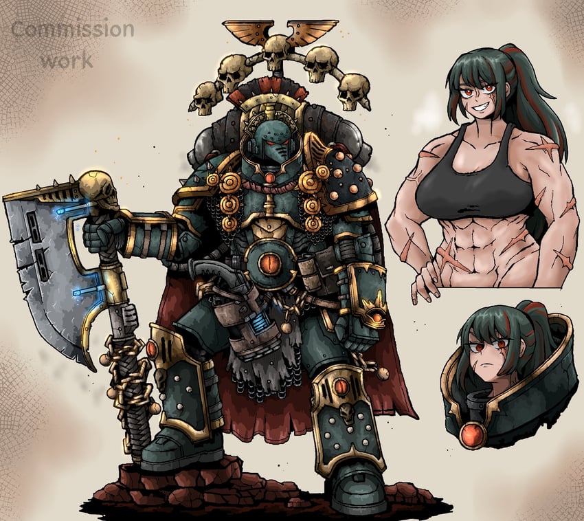 adeptus astartes and chaos space marine (warhammer 40k) drawn by octosoup
