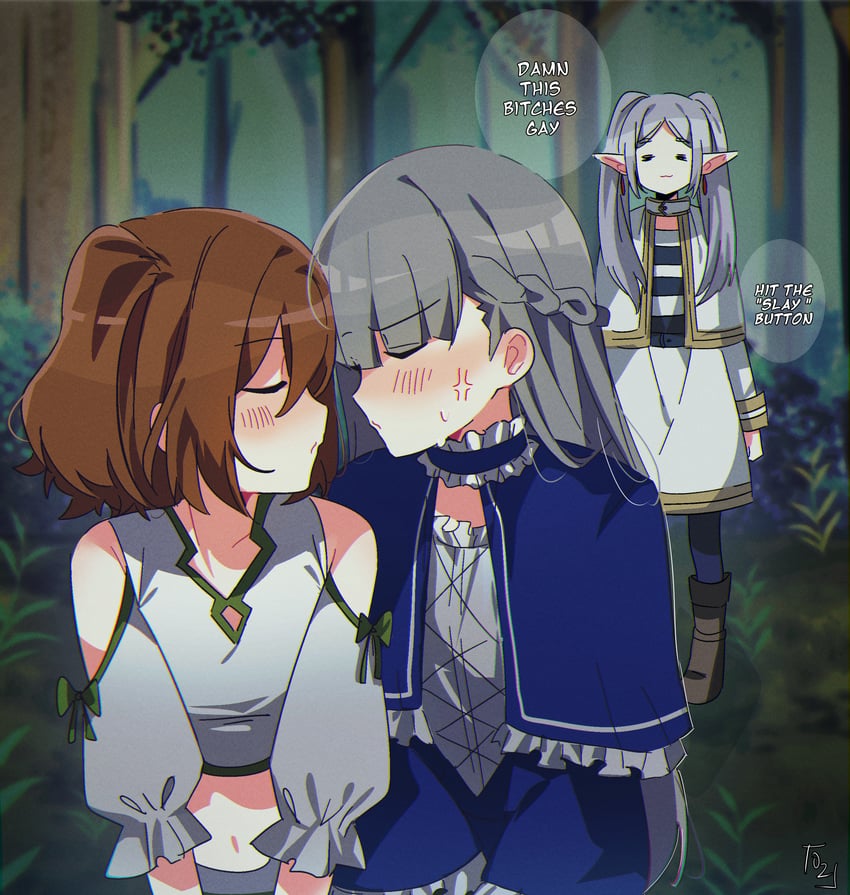 frieren, lawine, and kanne (sousou no frieren) drawn by oz_sumire