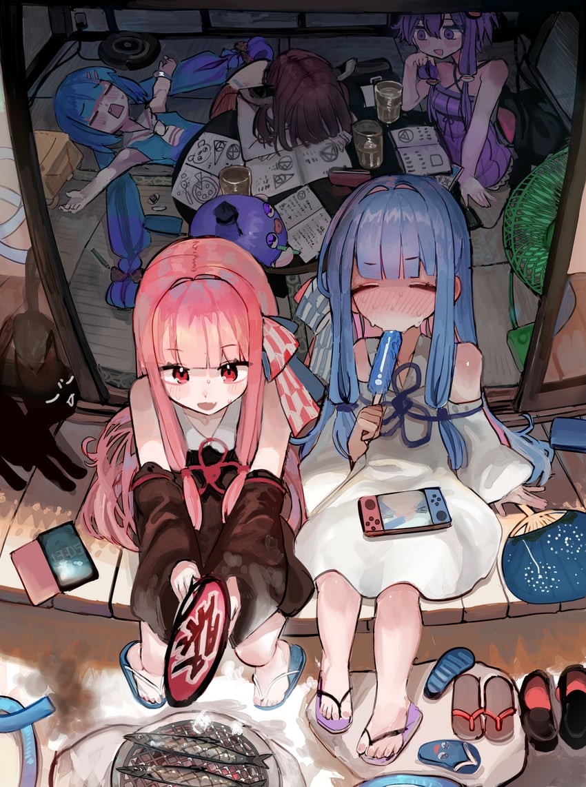 yuzuki yukari, touhoku kiritan, kotonoha akane, kotonoha aoi, and otomachi una (voiceroid) drawn by microa