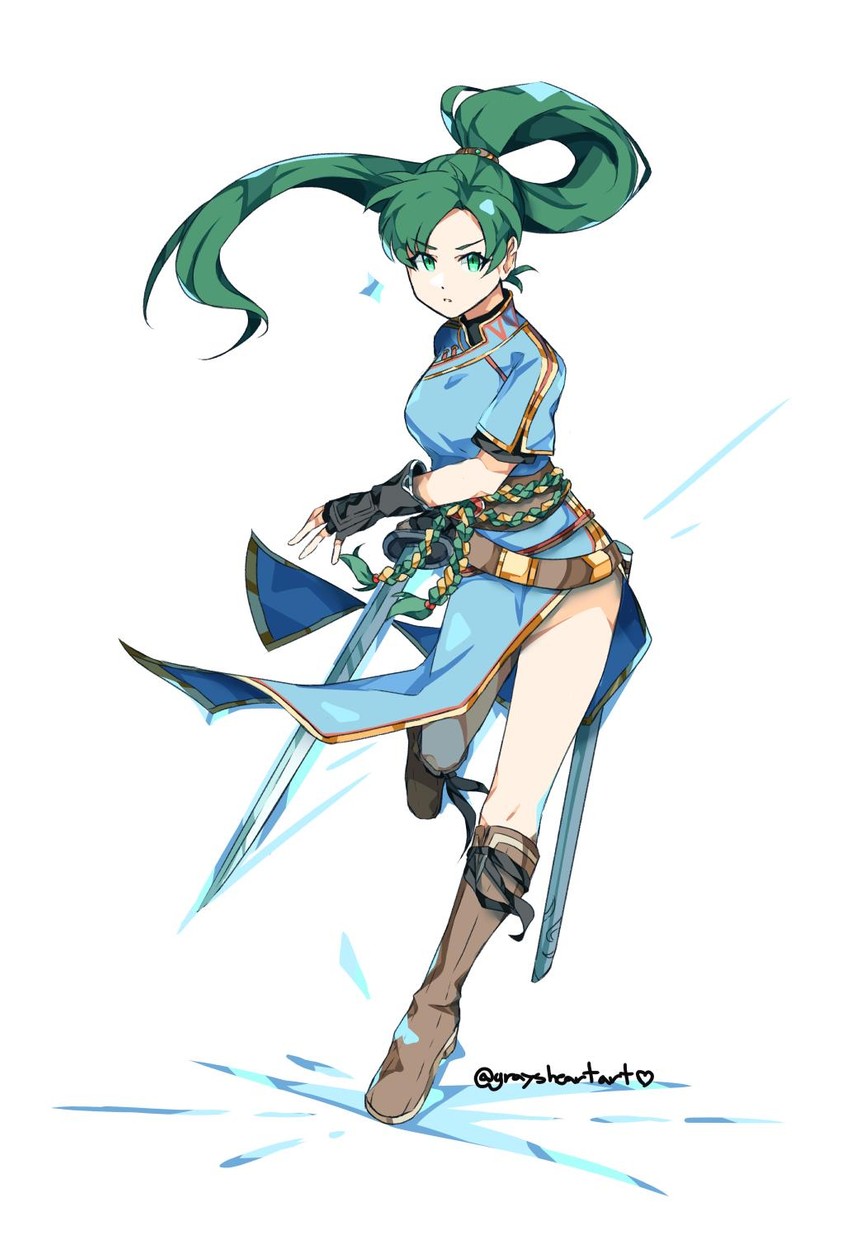 lyn (fire emblem and 2 more) drawn by graysheartart