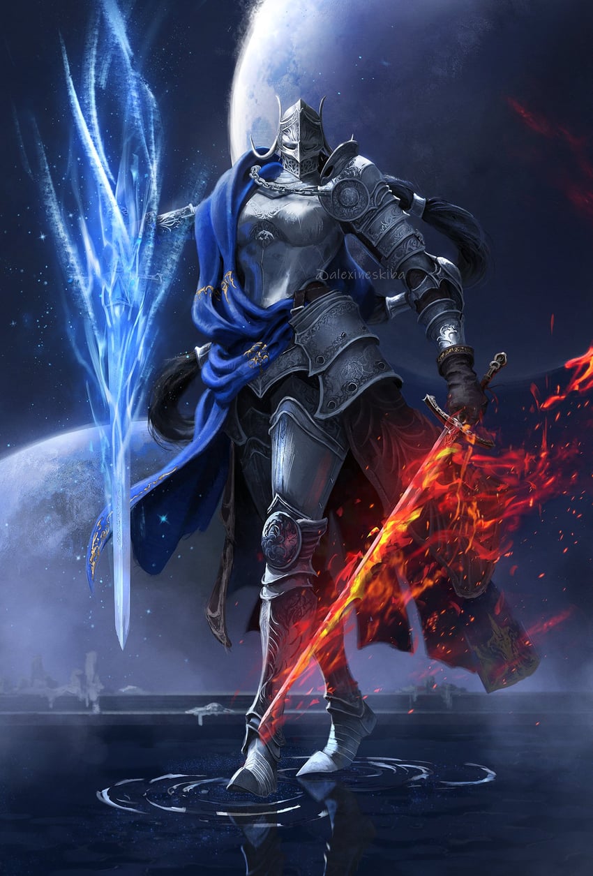 rellana twin moon knight (elden ring and 1 more) drawn by aleksandra_skiba