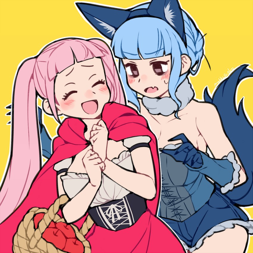 hilda valentine goneril, little red riding hood, marianne von edmund, and big bad wolf (fire emblem and 2 more) drawn by do_m_kaeru