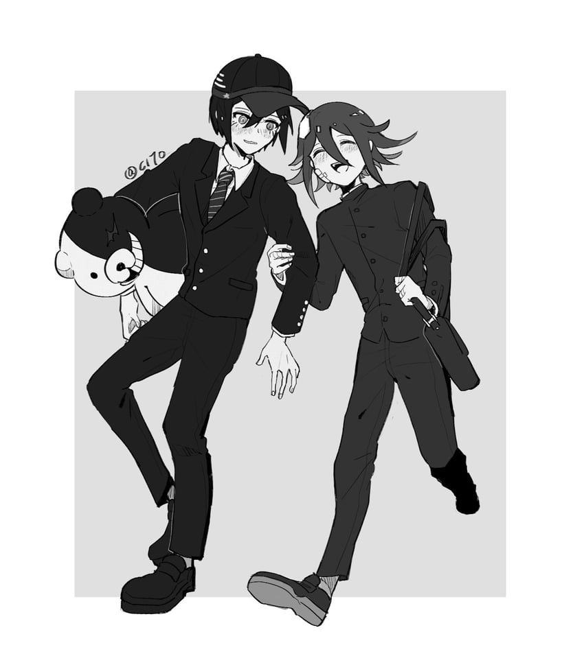 oma kokichi, saihara shuichi, and monokuma (danganronpa and 1 more) drawn by cha_c170