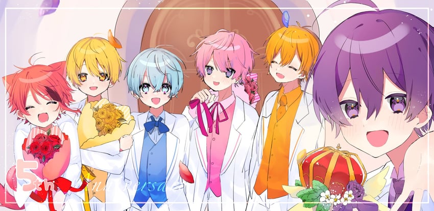 rinu, satomi, root, colon, jel, and 1 more (strawberry prince) drawn by hosizora_(sparetime)