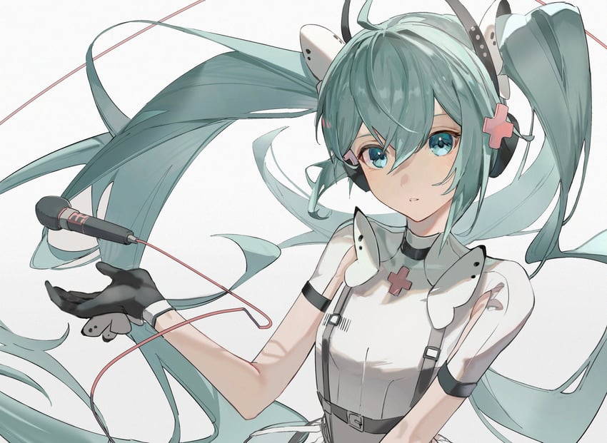 hatsune miku (vocaloid and 1 more) drawn by karasuro