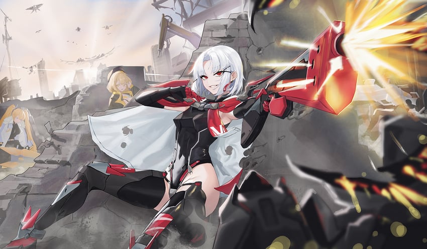 anis, drake, laplace, and maxwell (goddess of victory: nikke) drawn by a.h.