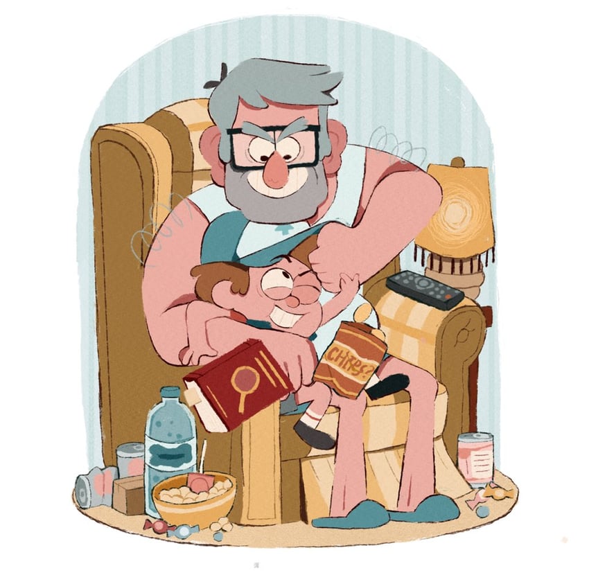 dipper pines and grunkle stan (gravity falls) drawn by procyoren