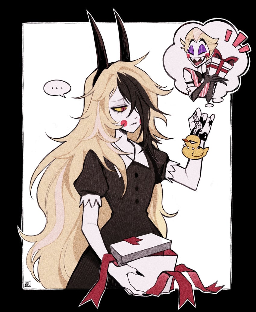 lucifer morningstar and charlie morningstar (hazbin hotel) drawn by yokotn
