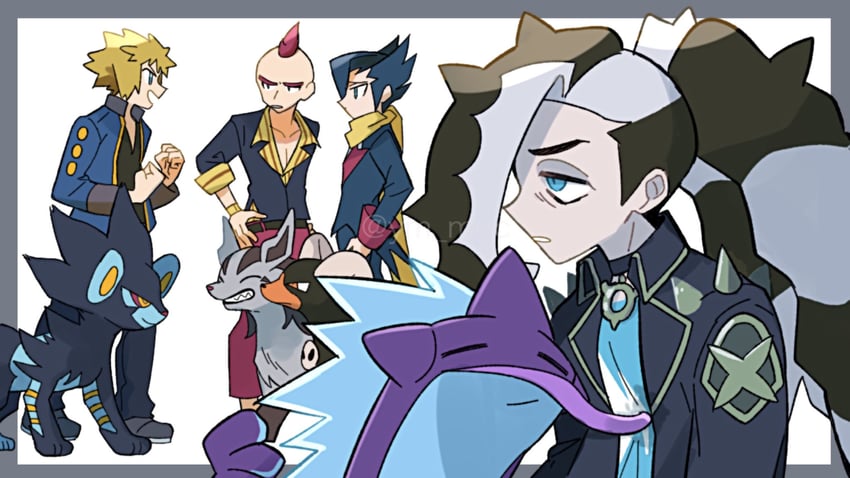 piers, grimsley, luxray, houndoom, volkner, and 3 more (pokemon and 4 more) drawn by yunme