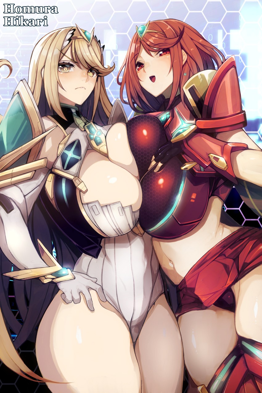 pyra and mythra (xenoblade chronicles and 1 more) drawn by kamaboko_(ossann0125)
