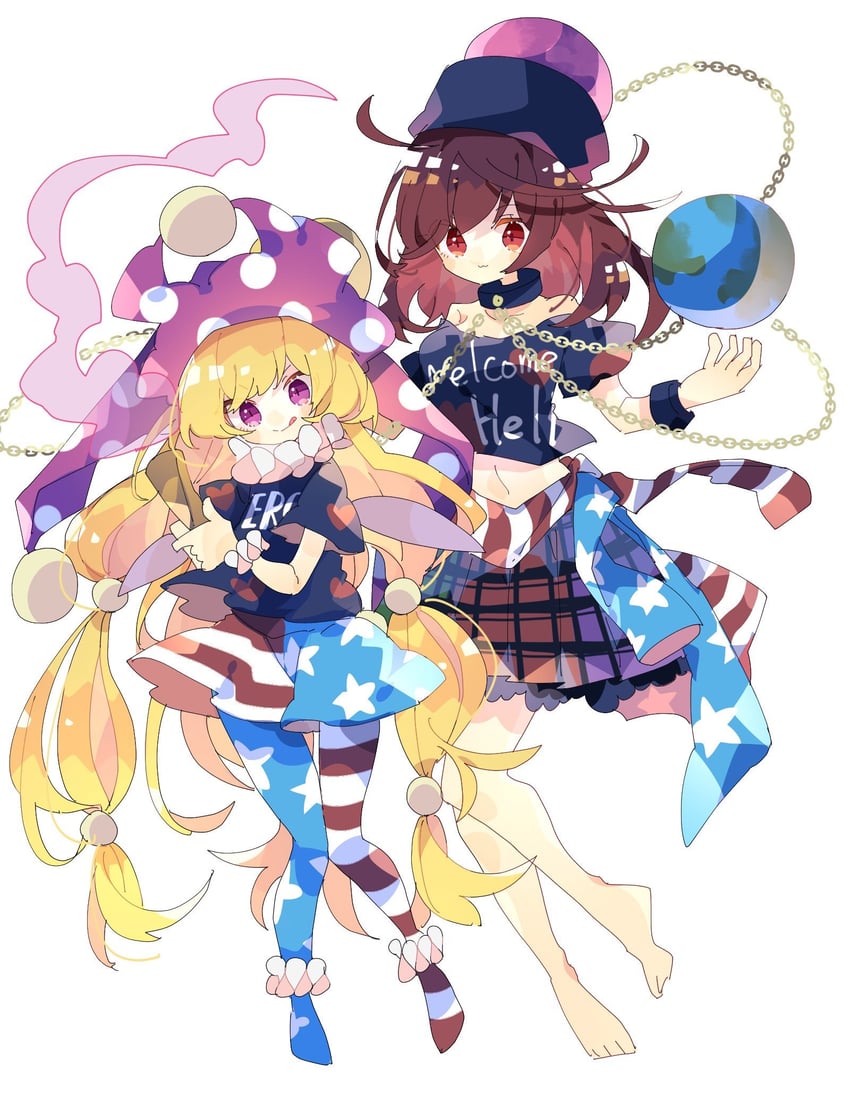 clownpiece and hecatia lapislazuli (touhou) drawn by nikorashi-ka