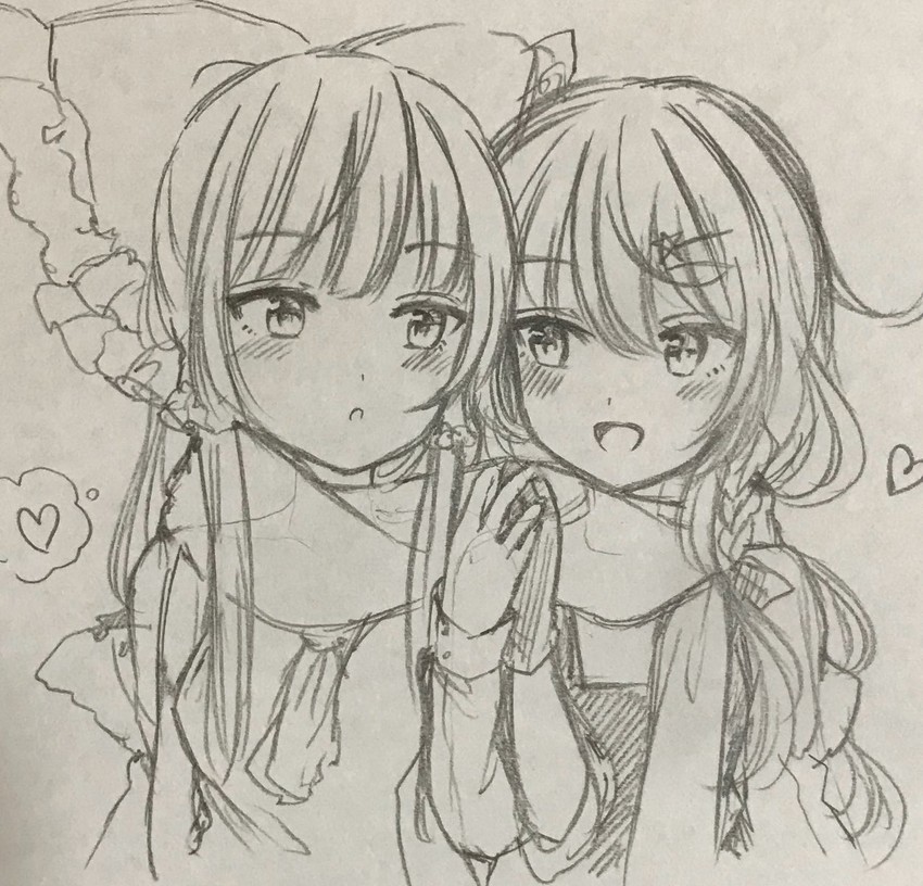 hakurei reimu and kirisame marisa (touhou) drawn by yururi_nano