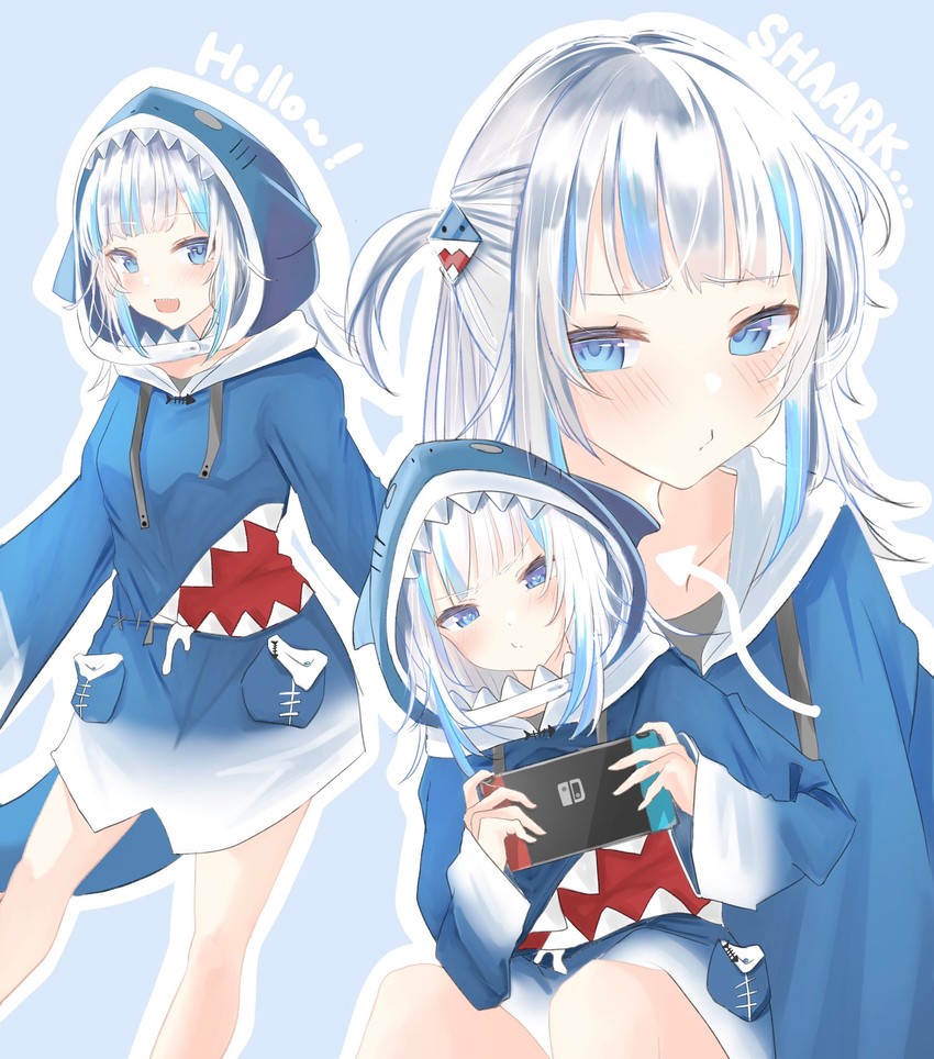 gawr gura (hololive and 1 more) drawn by oreazu