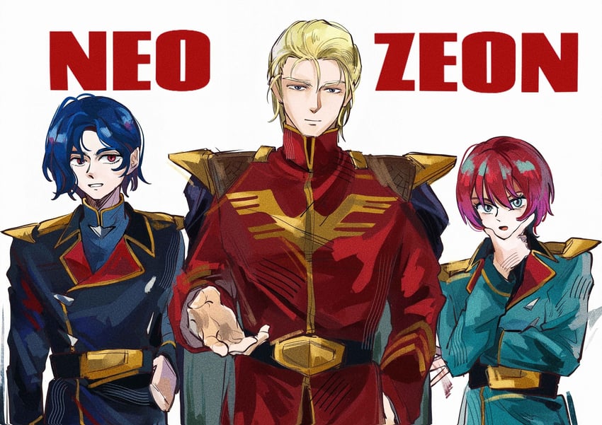 amate yuzuriha, char aznable, and shuji ito (gundam and 2 more) drawn by xianyuling245