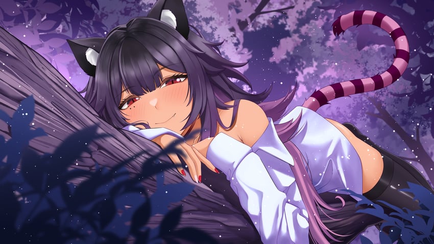 cheshire cat and scarle yonaguni (nijisanji and 2 more) drawn by landacdeus
