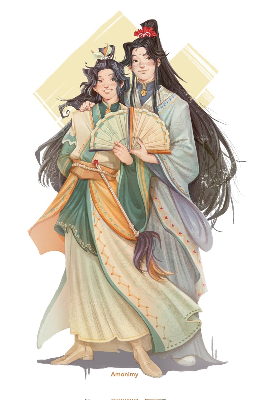 shi qingxuan and shi wudu (tianguan cifu) drawn by amonimy