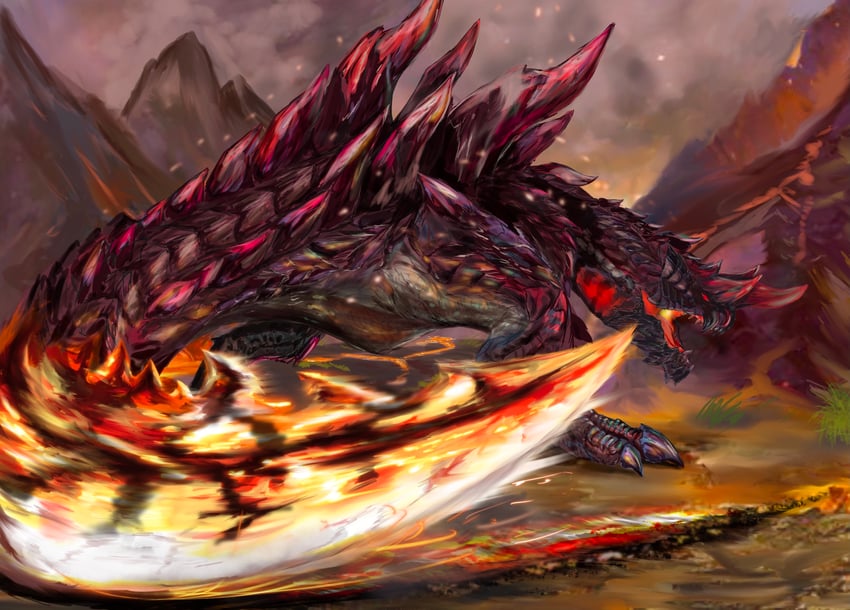glavenus and hellblade glavenus (monster hunter and 2 more) drawn by fujikura