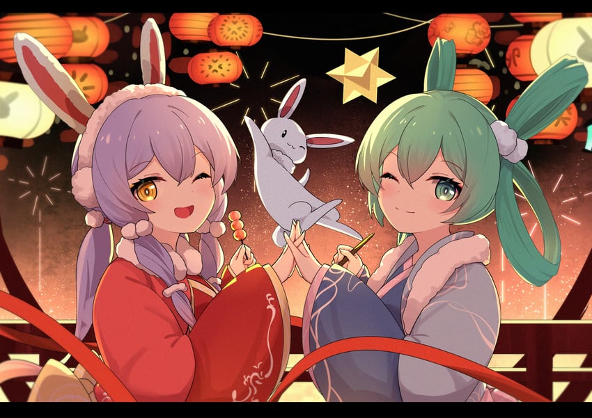 hatsune miku and xingchen (vocaloid and 1 more) drawn by zhayin-san