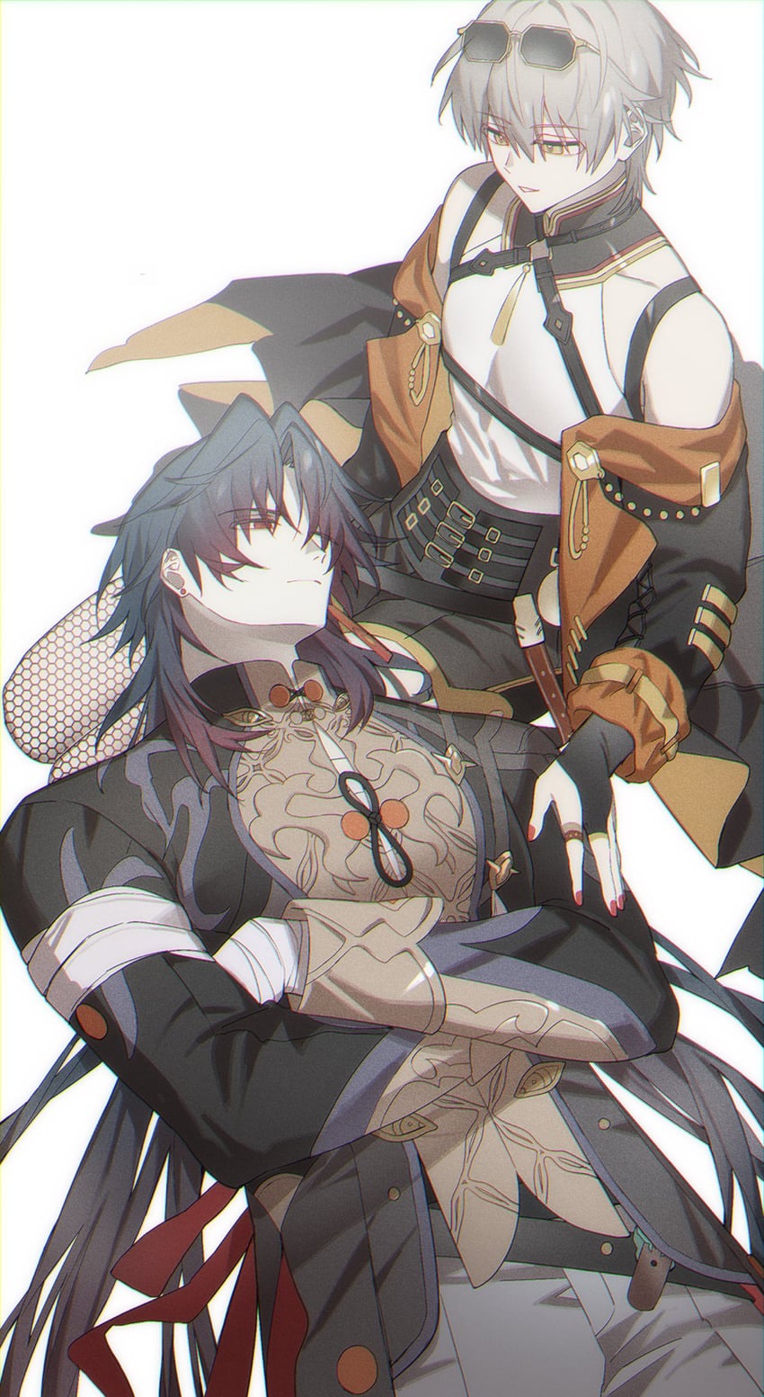 trailblazer, caelus, and blade (honkai and 1 more) drawn by salmonntan
