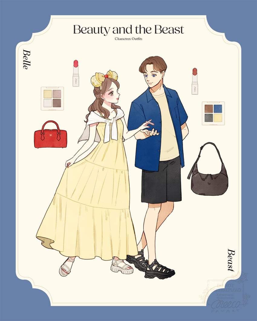 belle and prince adam (beauty and the beast) drawn by meecosme