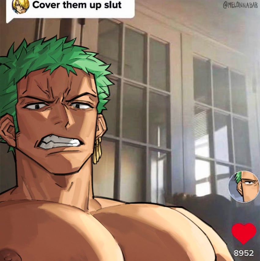 roronoa zoro (one piece and 1 more) drawn by melonnabar
