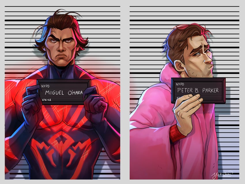 miguel o'hara, spider-man, and peter b parker (marvel and 3 more) drawn by yakichou