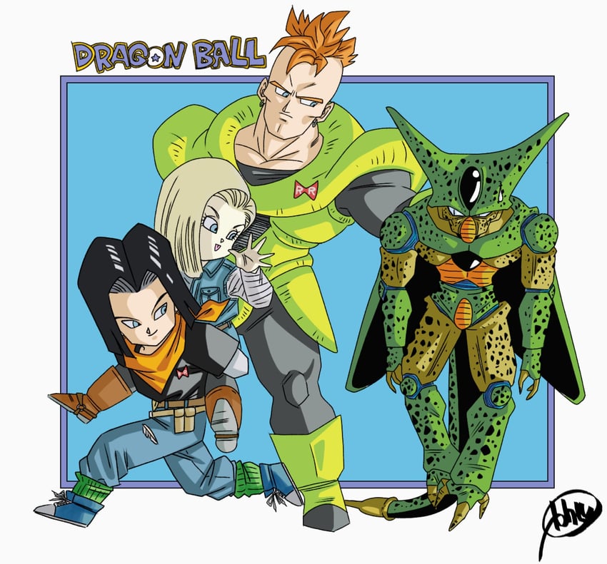 android 18, cell, android 17, android 16, and imperfect cell (dragon ball and 1 more) drawn by kakeru_(dbskakeru)