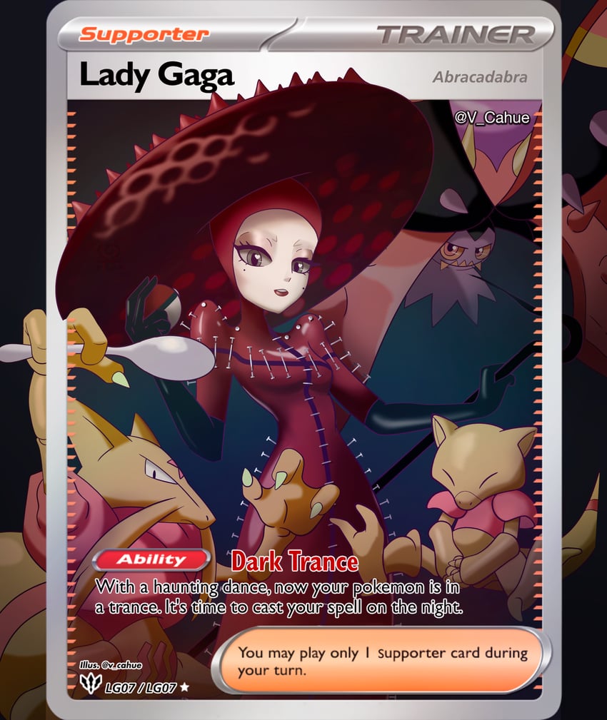 abra, kadabra, toxapex, and lady gaga (pokemon and 3 more) drawn by v_cahue