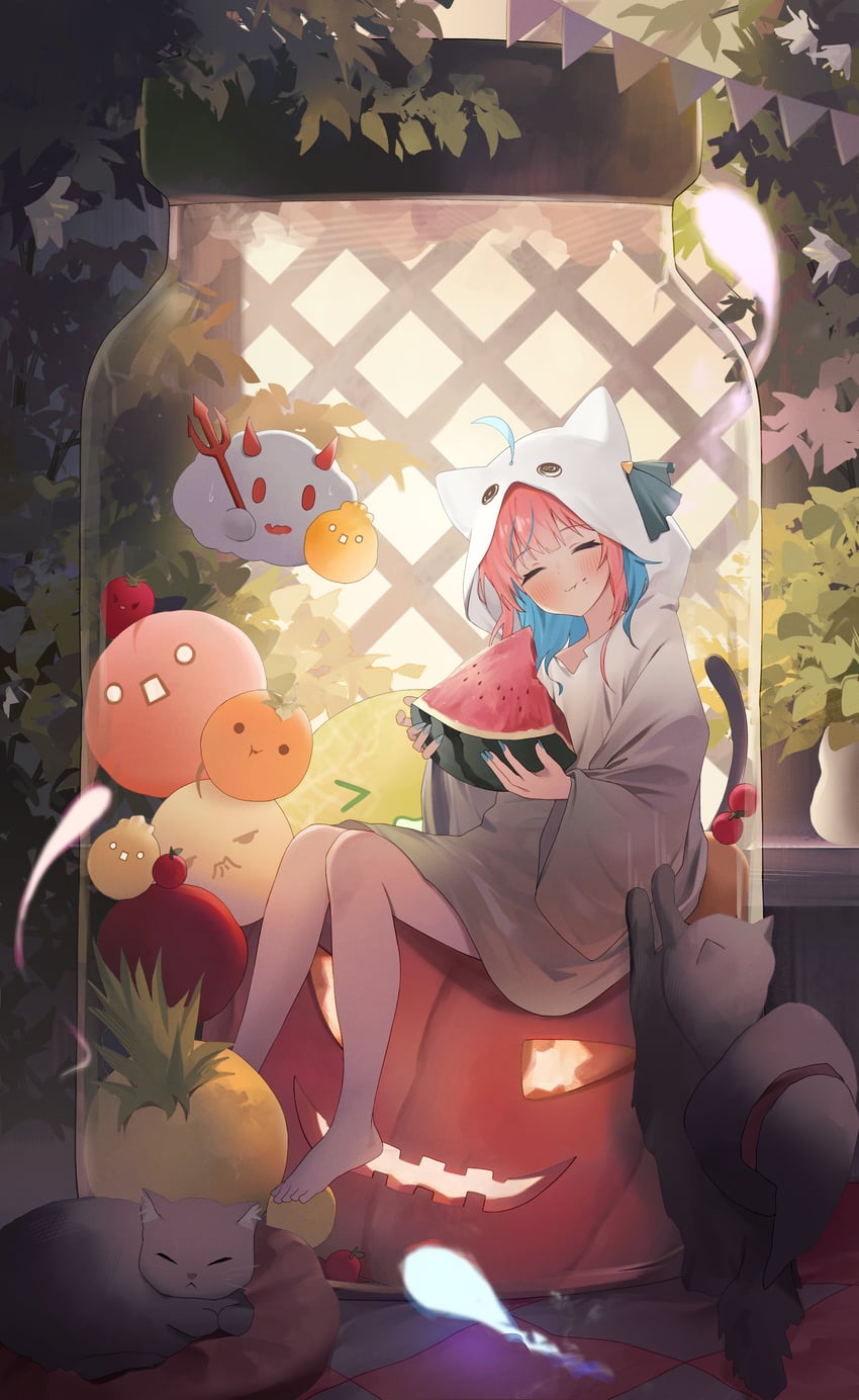 minato aqua and neko (hololive and 1 more) drawn by nel_dcm