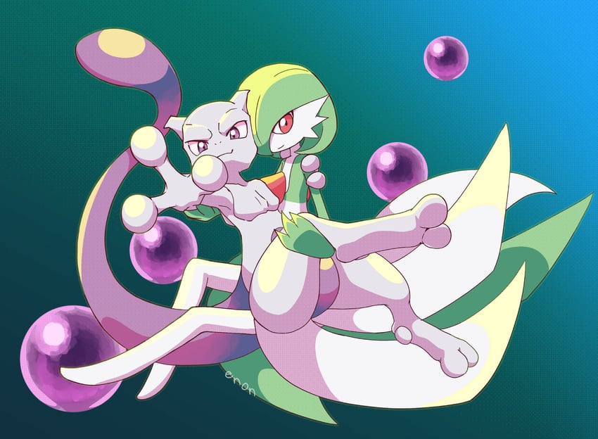 gardevoir and mewtwo (pokemon and 2 more) drawn by enohito