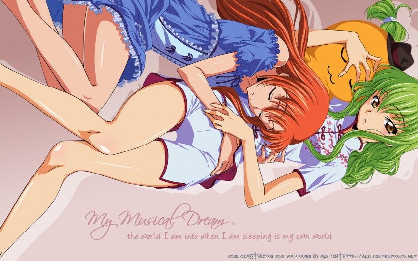 c.c., shirley fenette, and cheese-kun (code geass and 1 more)