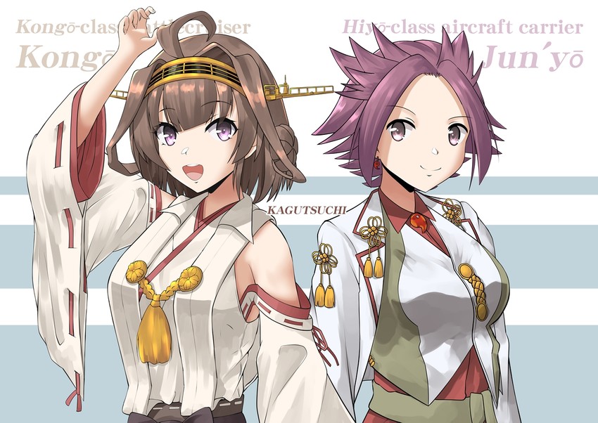 kongou, jun'you, kongou kai ni, and jun'you kai ni (kantai collection) drawn by kagutsuchi_(victoragna)