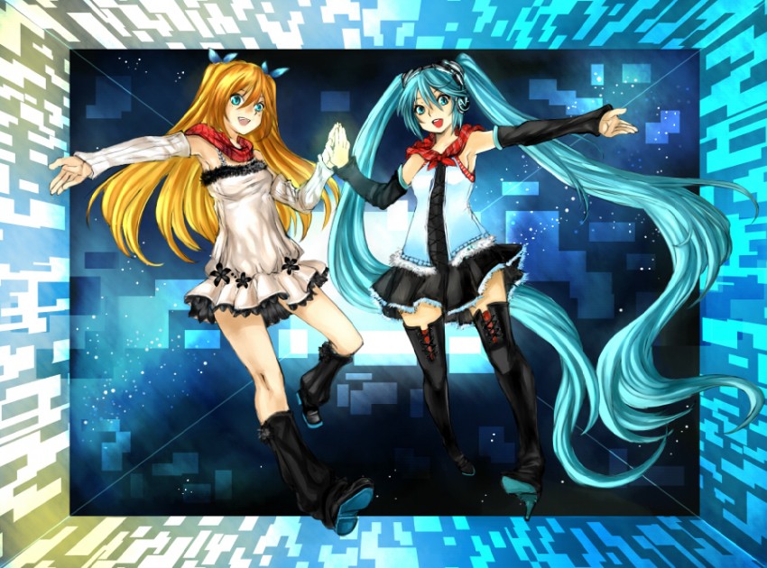hatsune miku and aizawa hikaru (vocaloid and 3 more) drawn by eiji_(eiji)